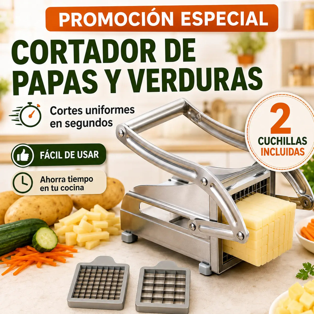 PressCut™ | Cortador de Papas y Verduras