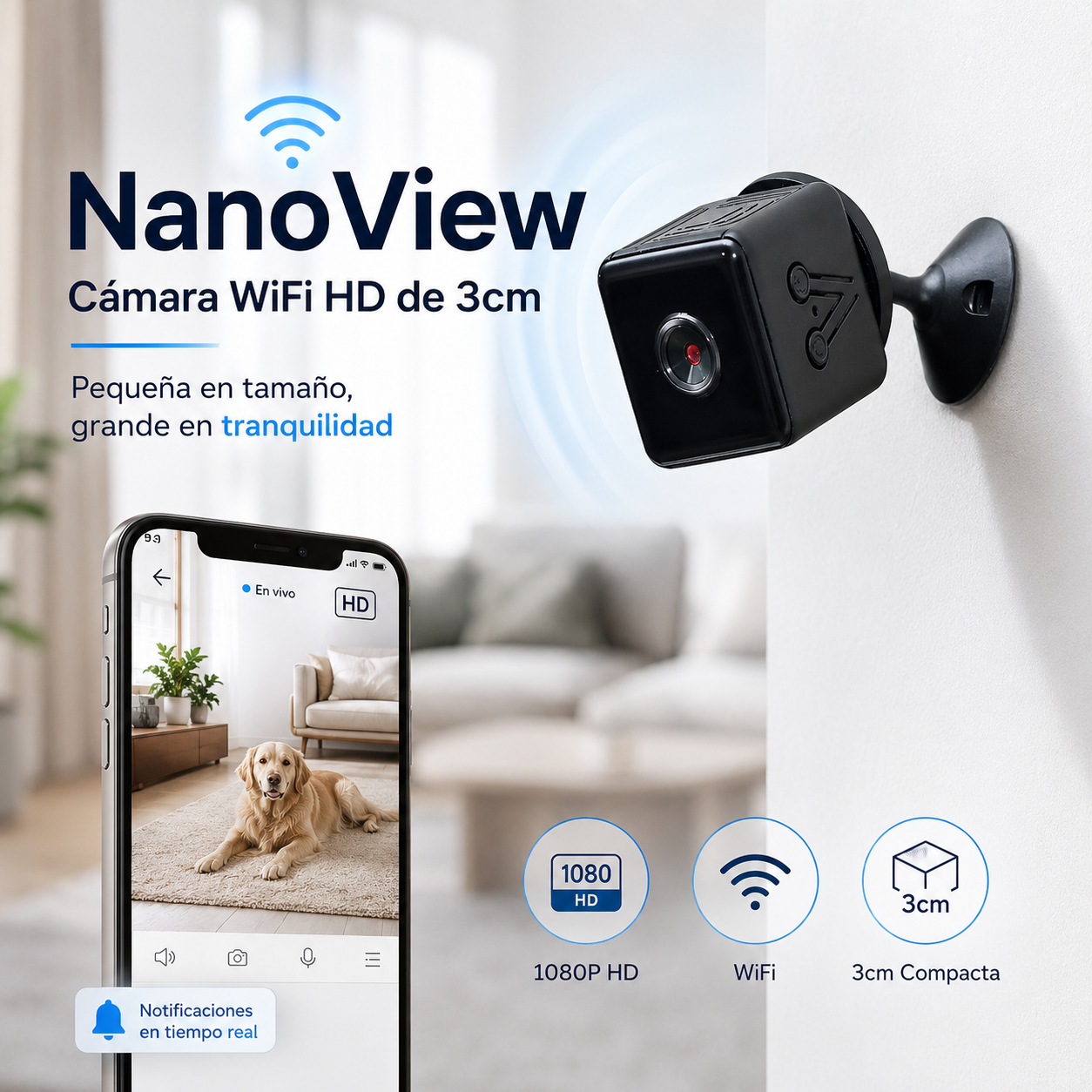 NanoView | Cámara WiFi HD de 3cm