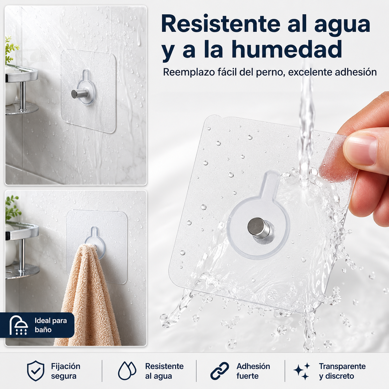 Ganchos Adhesivos Sin Clavos ni Taladro – Pack x10 con Tornillo de Acero
