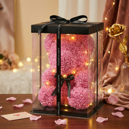 Oso de Rosas con Luces LED + Caja Regalo
