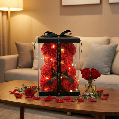 Oso de Rosas con Luces LED + Caja Regalo